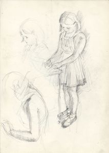 Maurice Feild (1905-1988) - 1970s Graphite Drawing, Studies of a Young Girl