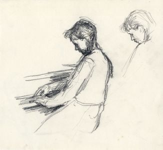 Maurice Feild (1905-1988) - 1970s Graphite Drawing, Girl at a Piano