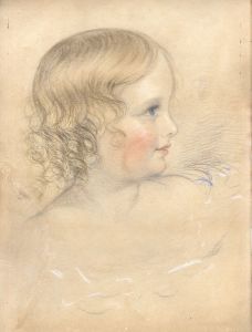 Fine English School 19th Century Graphite Drawing - Portrait of a Girl