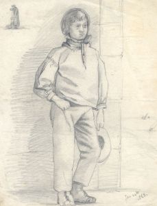 1853 Graphite Drawing - Study of a Young Boy