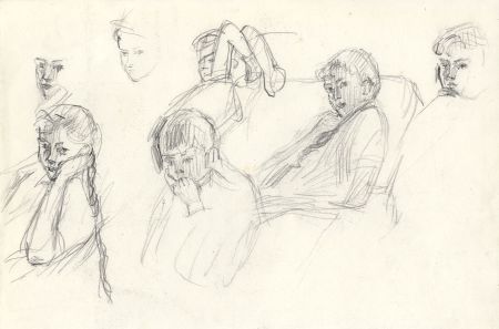 Maurice Feild (1905-1988) - 1970s Graphite Drawing, Studies of a Young Girl