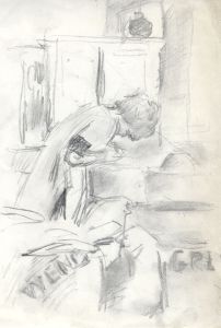 Maurice Feild (1905-1988) - 1970s Graphite Drawing, Woman in an Interior