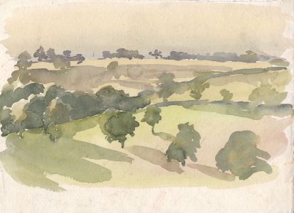 Maurice Feild (1905-1988) - 1970s Watercolour, Landscape View over Fields