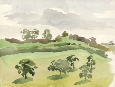 Maurice Feild (1905-1988) - 1970s Watercolour, Landscape View over Fields