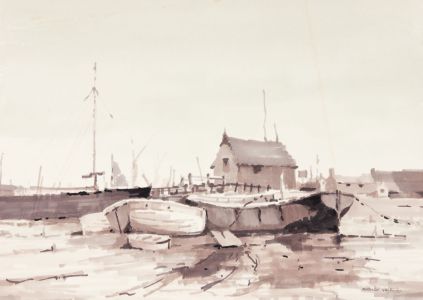 Sydney Vale FRSA - Signed Mid 20th Century Watercolour, Boats at Medway, Kent