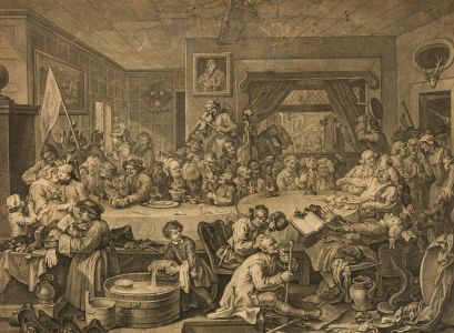 William Hogarth - 1755 Engraving, An Election Entertainment