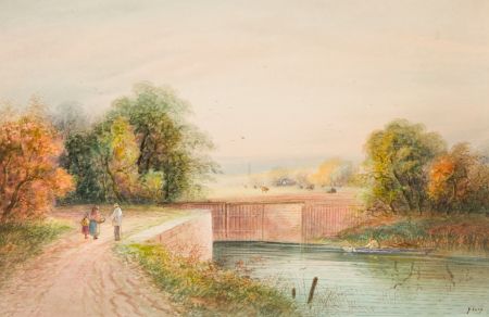 Vernon Earp (fl. 1900) - 19th Century Watercolour, River Landscape with Figures