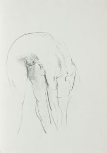 Barbara Dorf - Mid 20th Century Charcoal Drawing, Bending Nude