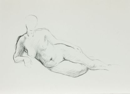 Barbara Dorf - Mid 20th Century Charcoal Drawing, Reclining Nude