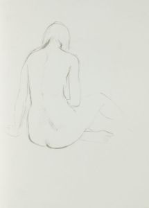 Barbara Dorf - Mid 20th Century Charcoal Drawing, Seated Female Nude