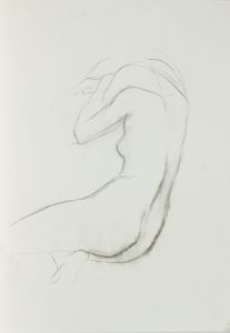 Barbara Dorf - Mid 20th Century Charcoal Drawing, Sleeping Nude