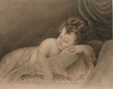 Italian School Early 20th Century Pastel and Pencil  - Sleeping Cherub 