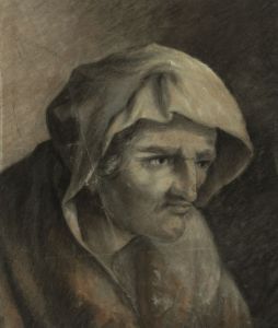 Classical Late 19th Century Pastel - Portrait of an Old Woman