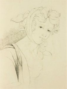 Classical Late 19th Century Graphite Drawing - Portrait of a Young Woman