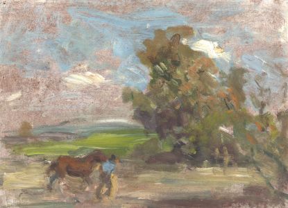 Bernard H. Wiles (1883-1966) - Signed Oil, Figure and Horse in a Landscape