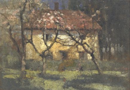 Bernard H. Wiles (1883-1966) - Oil, Blossom Trees and Farm House