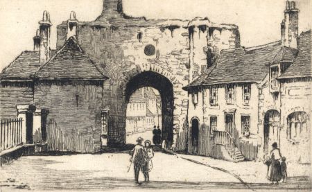 Mary Mackay - Contemporary Etching, Street Scene with Figures