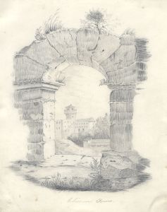 19th Century Graphite Drawing - Stone Archway, Rome