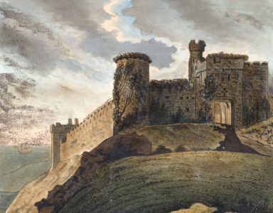 W. Winston - 1802 Varnished Watercolour, Manorbier Castle