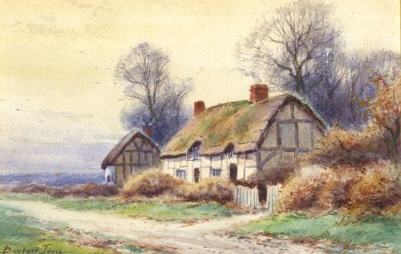 Burford Joyce - Signed 19th Century Watercolour, Thatched Cottages