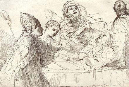 Bartolozzi (1727-1815) After Guercino- Etching, The identification of St Alexis