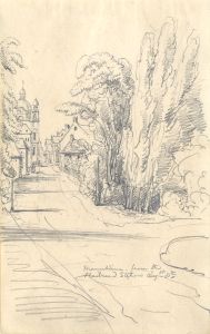 English School Mid 19th Century Graphite Drawing - Street Scene