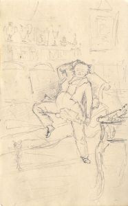 English School Mid 19th Century Graphite Drawing - Drunken Stupor