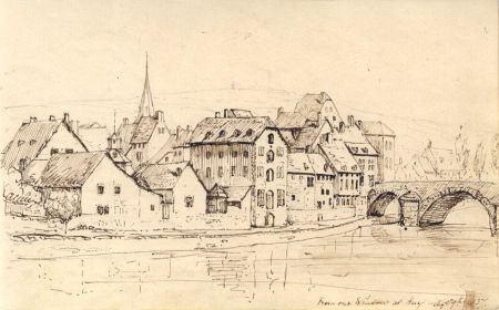 English School Mid 19th Century Pen and Ink Drawing- View from our Window at Hay
