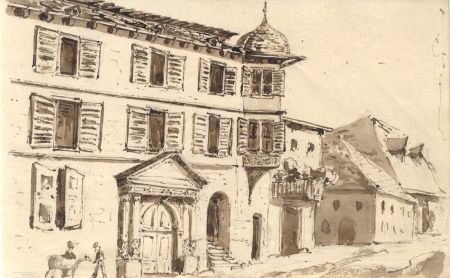 English School Mid 19th Century Pen and Ink Drawing - Street Scene