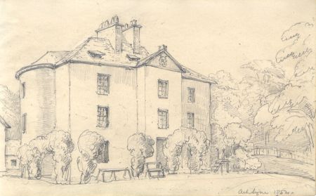 English School 1852 Graphite Drawing - Grand House