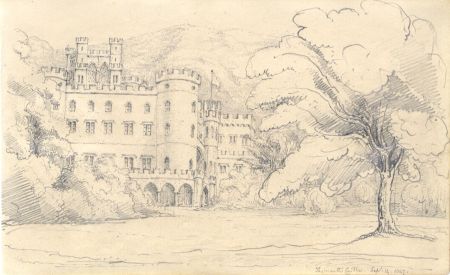 English School 1847 Graphite Drawing - Taymouth Castle