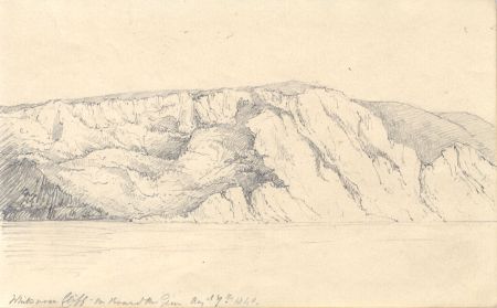 English School 1840 Graphite Drawing - White Nothe Cliff