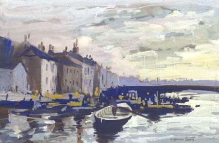 William Norman Gaunt (1918-2001) - Signed Watercolour, Harbour Scene at Dusk