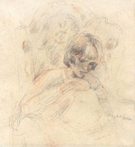 Maurice Feild (1905-1988) - Mid 20th Century Graphite Drawing, Girl Sewing
