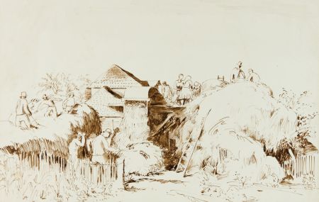 Georg Mayer-Marton - Mid 20th Century Pen and Ink Drawing, Haystacks