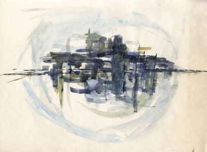 Birgit Skiold (1923-1982) - Watercolour, Blue Abstraction