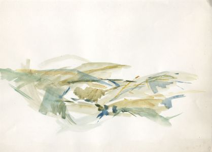 Birgit Skiold (1923-1982) - Watercolour, Green and Yellow Abstraction