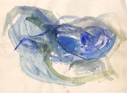 Birgit Skiold (1923-1982) - Watercolour, Abstraction in Blue