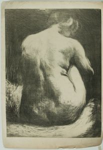 Louise C. Blair (b.1958) - Large Contemporary Linoprint, Hunched Nude