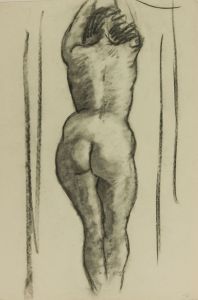 1964 Charcoal Drawing - Standing Nude