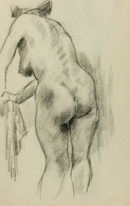 1964 Charcoal Drawing - Female Nude
