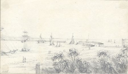 English School c.1850 Graphite Drawing - Swansea Bay
