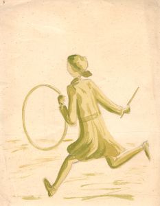 V.E. Perry - 1810 Watercolour, Man with Wheel