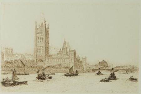 Stanley Charle Rowles (b. 1887) - Mid 20th Century Etching, View of Westminster