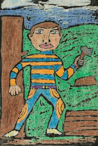 P. Grenville Grey - Signed Contemporary Mixed Media, A Lumberjack
