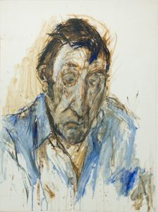 Brian Liddle - Large Contemporary Acrylic, Portrait of a Man in Blue
