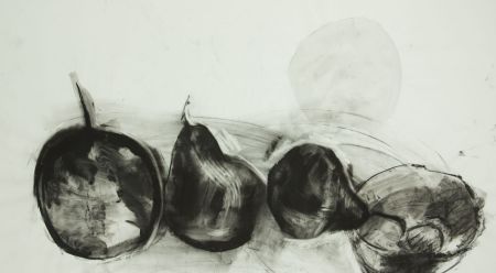Brian Liddle - Large Contemporary Charcoal Drawing, Still Life with Fruit