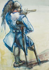 Brian Liddle - Large Contemporary Gouache, Peg-Legged Pirate