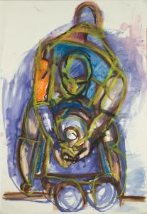 Brian Liddle - Large Contemporary Mixed Media, Artist at a Pottery Wheel