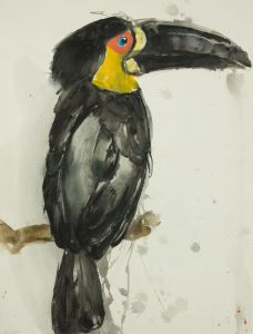 Brian Liddle - Signed Contemporary Gouache, Tropical Bird